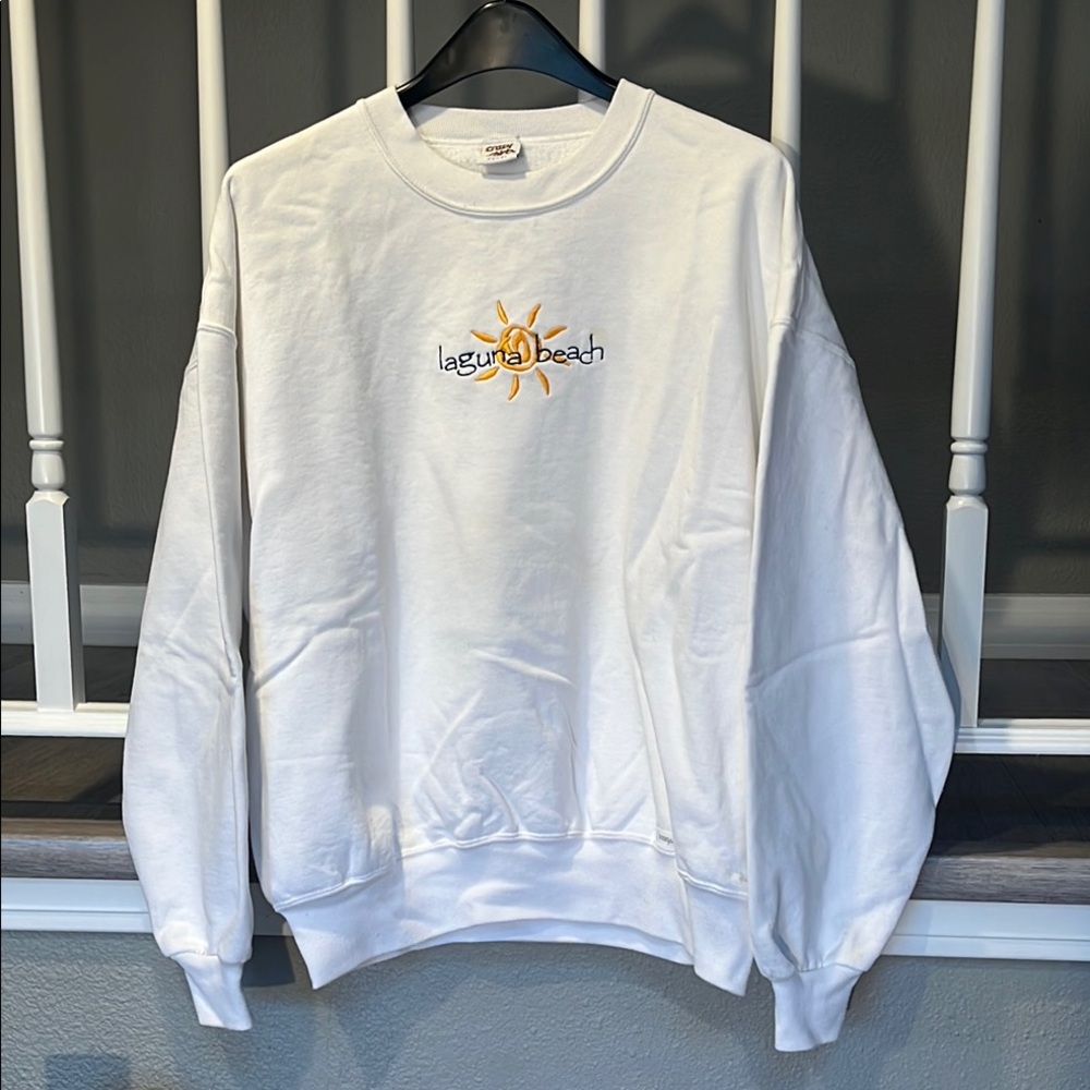 Laguna B White Sweatshirt Classic Crewneck